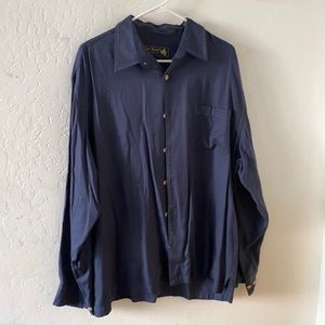 Blue button up with stitching detail